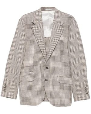 Brunello Cucinelli Single-breasted Check Blazer - Grey