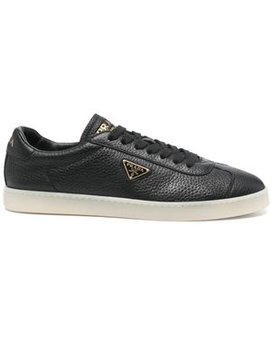 Prada Lane Grained Leather Sneakers - Black