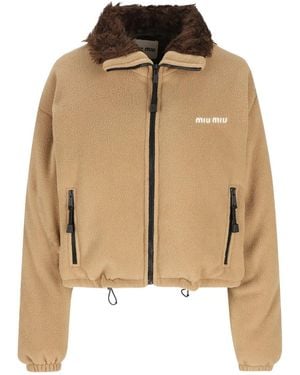 Miu Miu Fleece Down Jacket - Natural