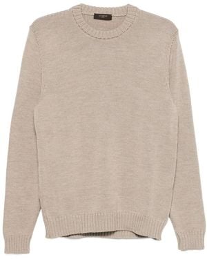 Zanone Crew-neck Jumper In Beige Virgin Wool - Natural