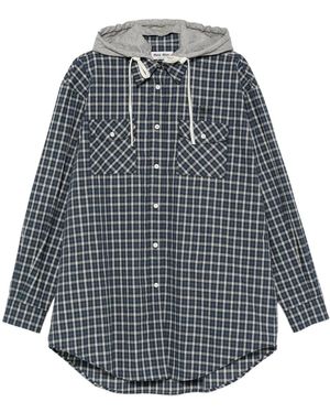 Miu Miu Check Shirt With Hood - Gray