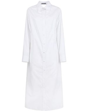 Balenciaga Draped Back Cotton Poplin Dress - White