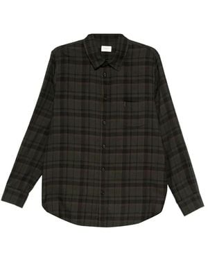 Saint Laurent Cassandre Shirt In Cotton Check - Black