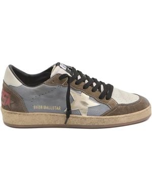 Golden Goose Ball Star Nubuck Trainers With Suede Inserts And La - Brown