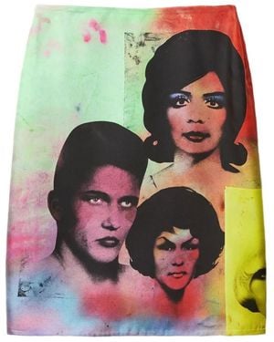 Versace "The Party" Print Silk Twill Pencil Skirt - Green