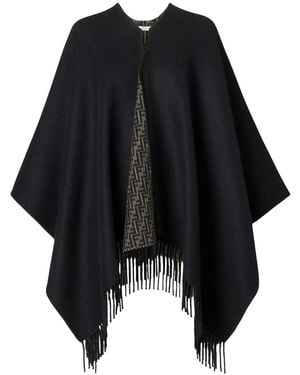 Fendi Wool And Cashmere Poncho Ff Pumpkin - Black