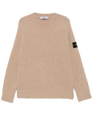Stone Island Ribbed Loose-fit Crewneck Jumper - Natural