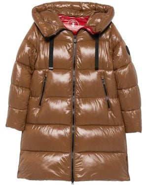 Save The Duck Long Glossy Finish Isabel Down Jacket - Brown