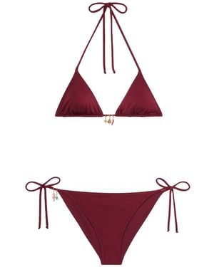 MC2 Saint Barth Leah Virgo Glossy Finish Bikini With Charms - Red