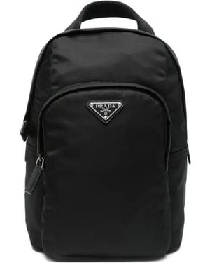 Prada Re-Nylon And Saffiano Leather Backpack - Black