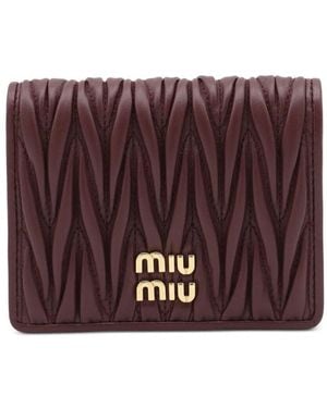 Miu Miu Small Matelassã Nappa Leather Wallet With Snap Closure - Purple