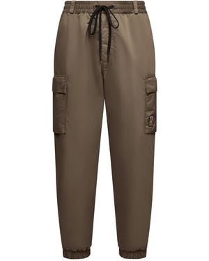 Moncler Cuffed Nylon Trousers Khaki - Brown