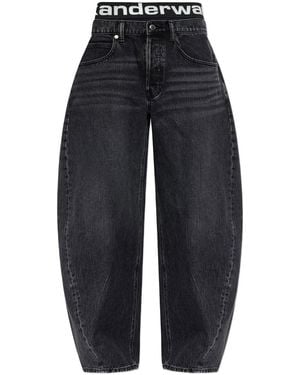 Alexander Wang Balloon Jeans With Biker Shorts And Logo - Blue