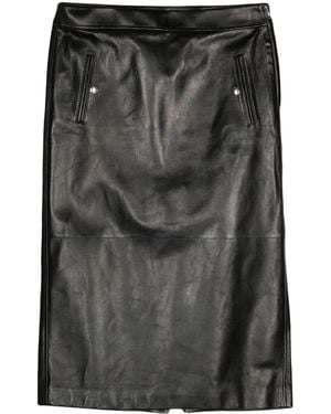 McQueen Low-Rise Leather Skirt - Black