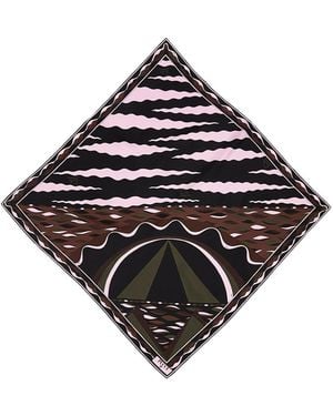 PUCCI Silk Scarf With A Mix Of Prints - Black