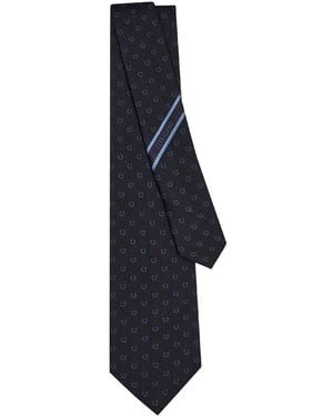 Ferragamo Jacquard Silk Tie Gancini - Blue