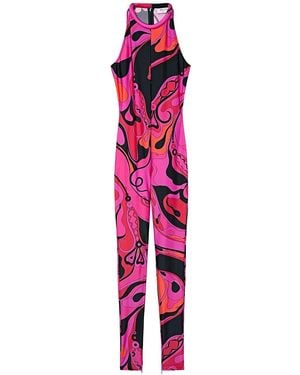 PUCCI Orchidee Print Lycra Long Jumpsuit - Pink