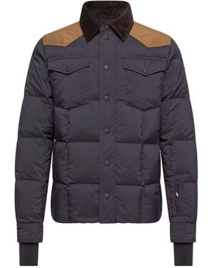 Moncler Grenoble: Geltech Ski Down Jacket With Corduroy Trim - Blue