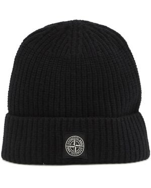 Stone Island Cuffia Logo A Costine - Nero