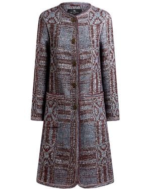 Etro Jacquard Boucle Coat - Grey