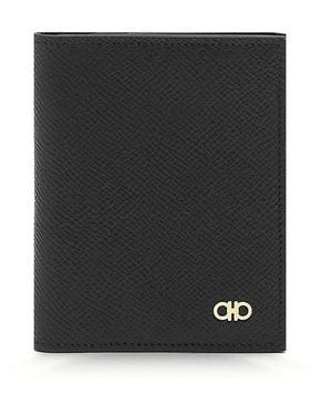 Ferragamo Micro Gancio Bi-Fold Card Holder - Black