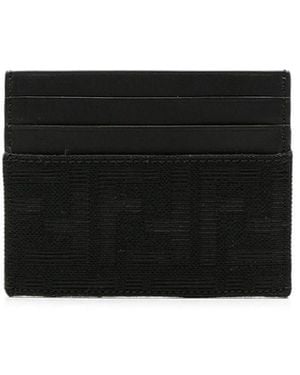 Fendi Ff Jacquard Zucca And Leather Cardholder - Black