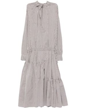 Dries Van Noten Denvo Striped Silk-Blend Long Dress - Grey