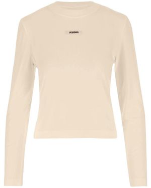 Jacquemus Long Sleeve Gros Grain T-shirt - Natural