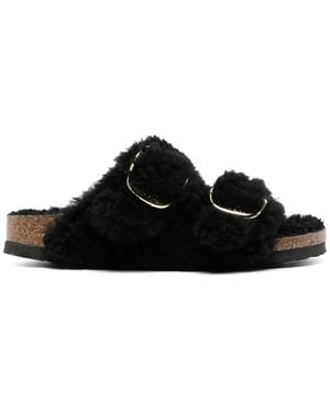 Birkenstock Arizona Big Buckle Shearling Sandals - Black