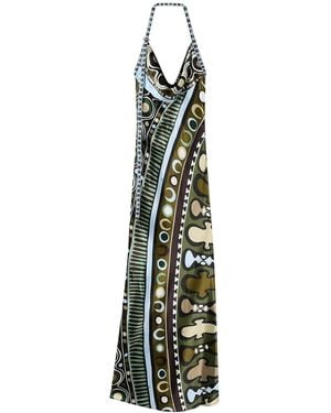 PUCCI Soleil Print Satin Dress - Green