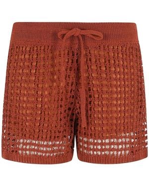 Roberto Collina Open-knit Drawstring Shorts - Red