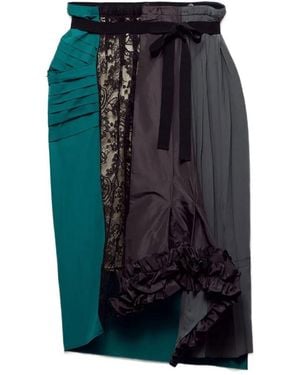 Prada Technical Taffeta Patchwork Skirt - Black