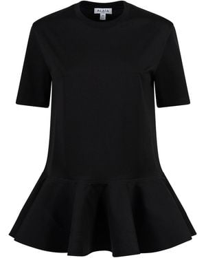 Alaïa Cotton Jersey T-shirt With Crinoline - Black