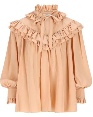 Chloé Oversized Crêpe De Chine Ruffle Top - Natural