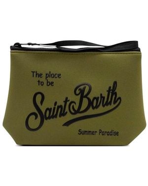 MC2 Saint Barth Aline Logo-Detail Zip Clutch Bag - Green