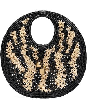 Jacquemus Le Petit Rond Spiaggia In Raffia - Black