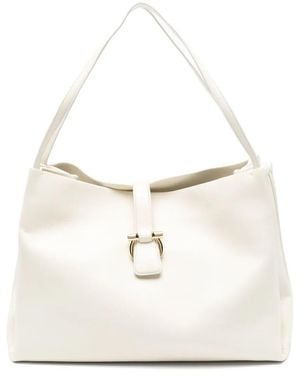 Ferragamo Buckle-Detail Medium Shoulder Bag - White