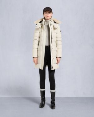 Moose Knuckles Nyluxe Watershed Shearling Trim Parka - White