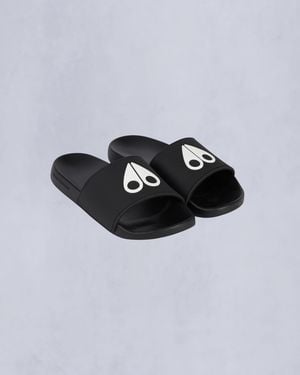 Moose Knuckles Logo Icon Sport Slides - Black
