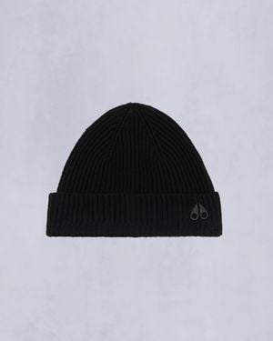 Moose Knuckles Logo Ribbed Beanie - Black