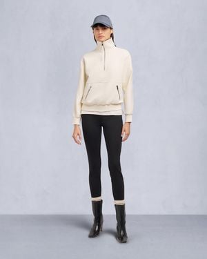 Moose Knuckles Mix Media Quarter Zip Sweater - White