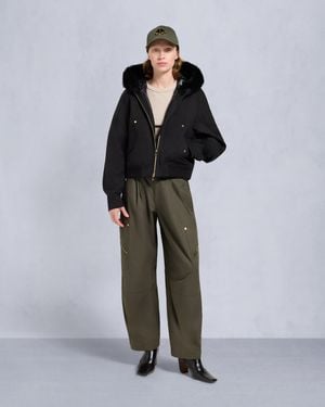 Moose Knuckles Series Logan Shearling Trim Bomber Jacket - Black