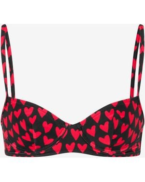 Moschino Printed Lycra Bikini Top - Red