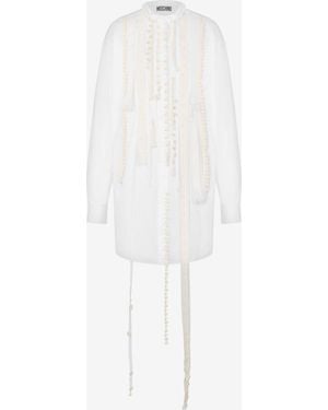 Moschino Stretch Poplin Dress With Embroidery - Bianco