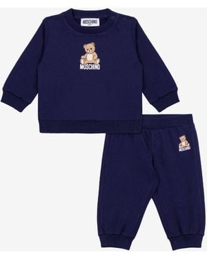 Moschino Teddy Bear Cotton Fleece Tracksuit Set - Blue