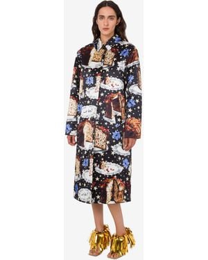 Moschino Printed Cotton Blend Coat - White