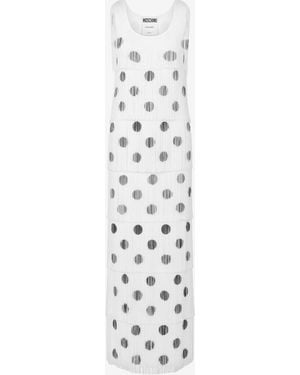 Moschino Jersey Dress With Fringes Polka Dots - White