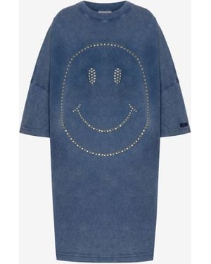 Moschino Heavy Cotton Oversize Dress Smiley - Blue