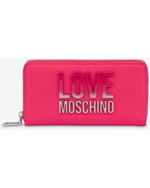 Love Moschino Portafoglio Zip Around Con Logo Sfumato - Rosa