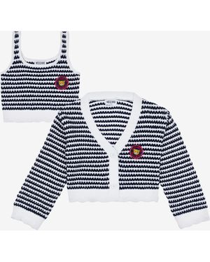 Moschino Set Cardigan E Top - Blu